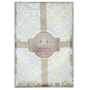 NWT Cedarlane Luxurious Ivory Gold Metallic Color Shimmer Tablecloth 60X120 in